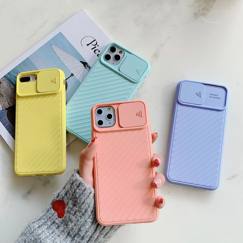 For iPhone 11 Slide Camera Lens Protection Case For iPhone 11 Pro Max XR XS Max 6 6S 7 8 Plus X Soft TPU Silicone Back Cover