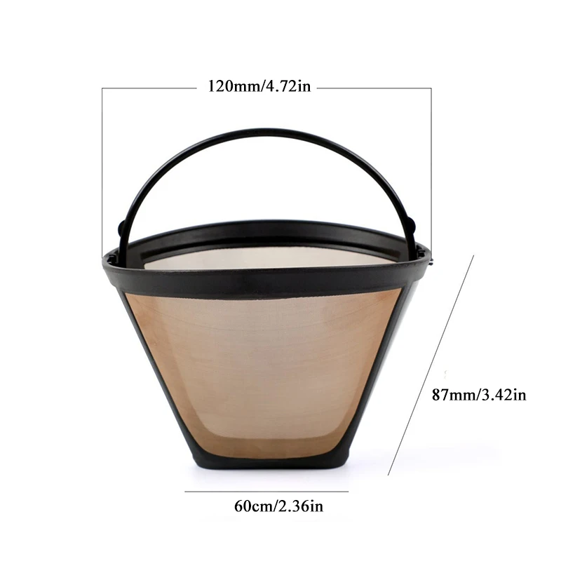 Моющийся многоразовый Перманентный фильтр для кофе Форма конуса Золотая сетка ручка кафе Кофеварка машина чай инструмент Воронка кофе фильтр
