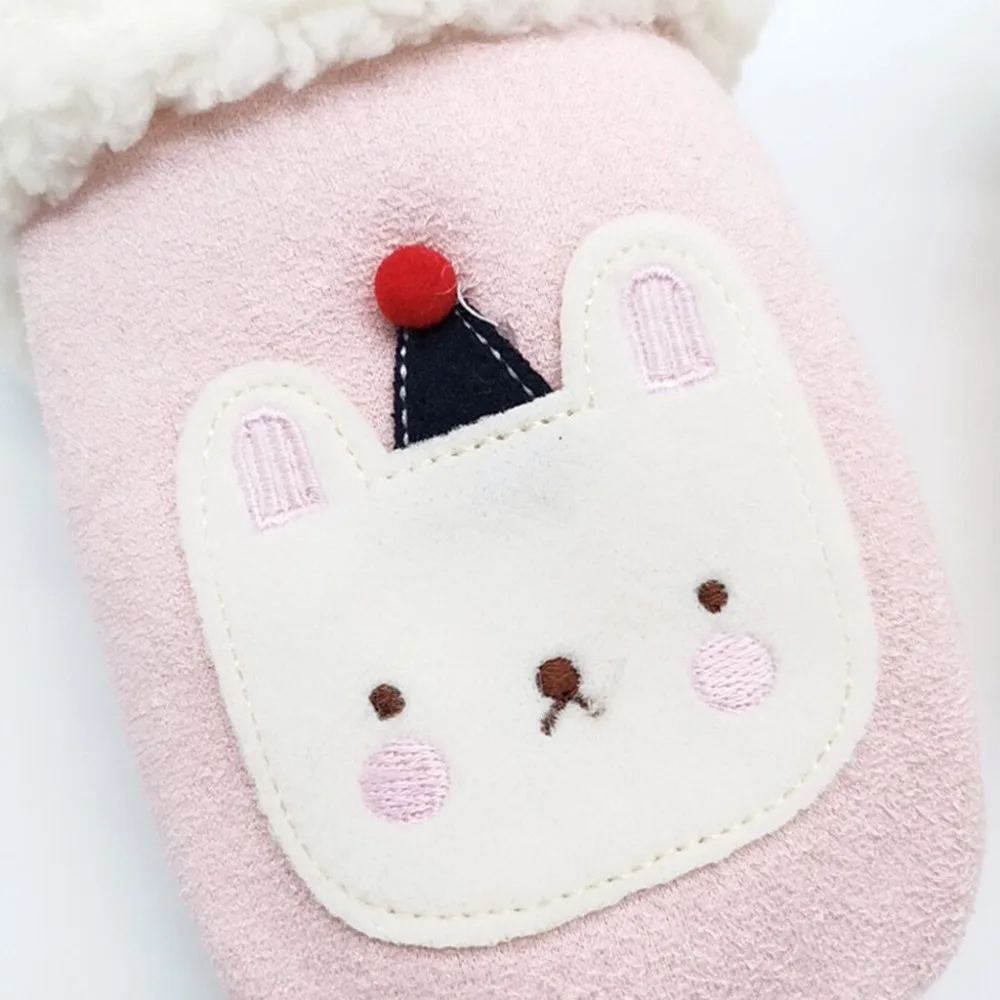 Children Kids Gloves Girls Winter Gloves Cute Cartoon Rabbit Print Villus Keep Warm Mittens Gloves Handschoenen#2N01
