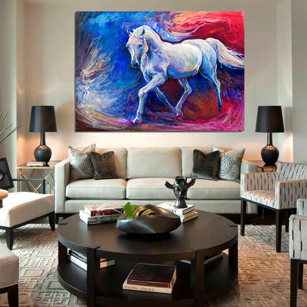 El Caballo Corriendo Lienzo Arte Color Animal Pared Arte Poster
