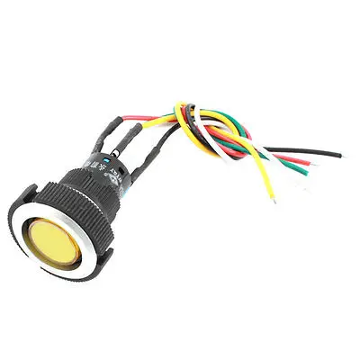 

DC 24V 22mm SPDT Locking Yellow Lamp Pushbutton Switch w Spade Connector