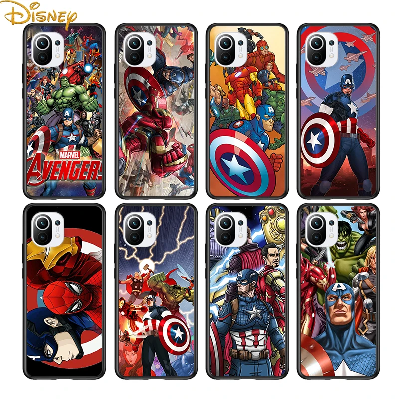 Marvel Avengers for Xiaomi Mi 11 10T Note 10 Ultra 5G 9 9T SE 8 A3 A2 A1 6X Pro Play F1 Lite Black Phone Case | Мобильные телефоны