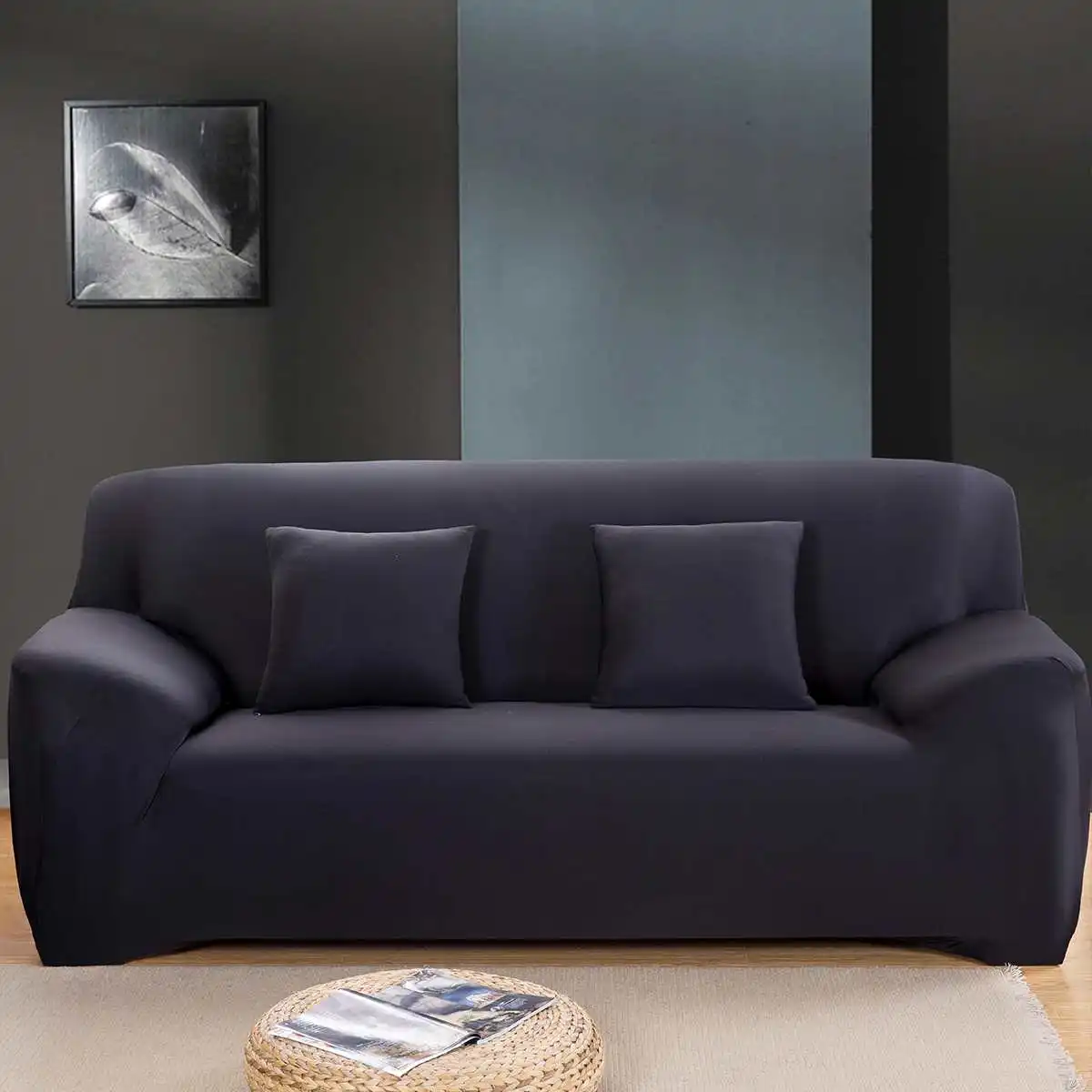 Black 3 Seat ; 4 цвета; нескользящие резиновые сапоги с эластичной сиденья для диванов отводящая влагу дышащий Four Seasons универсалов для диванов предметы домашнего обихода - Цвет: Black 3 Seat