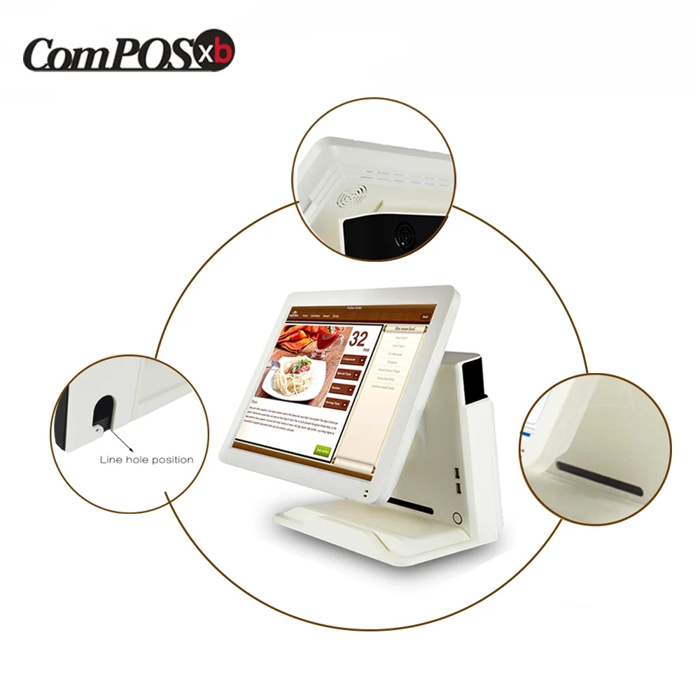 ComPOSxb сильная система Совместимость POS система 5 проводной резистивный экран двойной экран POS терминал с MSR для оптового торгового центра