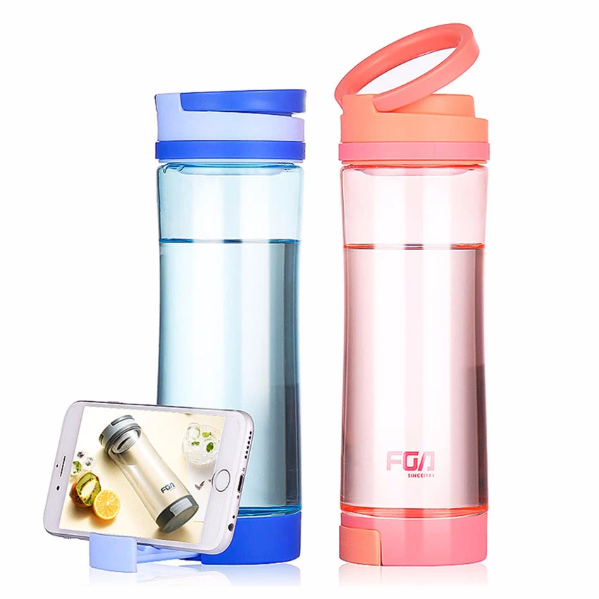 

Sport Water Bottles 600ML Protein Shaker Outdoor Travel Portable Leak Proof Plastic Drink Bottle Cup Bottom Phone HolderBPA Free