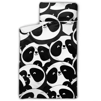 

Black And White Panda Heads Mattress Toddler Nap Mat Sleeping Pad Kindergarten Children Bedding Set With Pillow