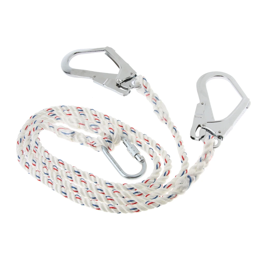 

Dual Safety Harness Belt Carabiner Lanyard Climbing Fall Protection Rope