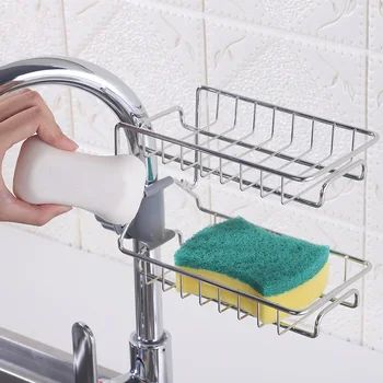 

Faucet Sponge Holder Sink Organizer Drainer Faucet Hanging Storage Rack for Bathroom Kitchen TUE88