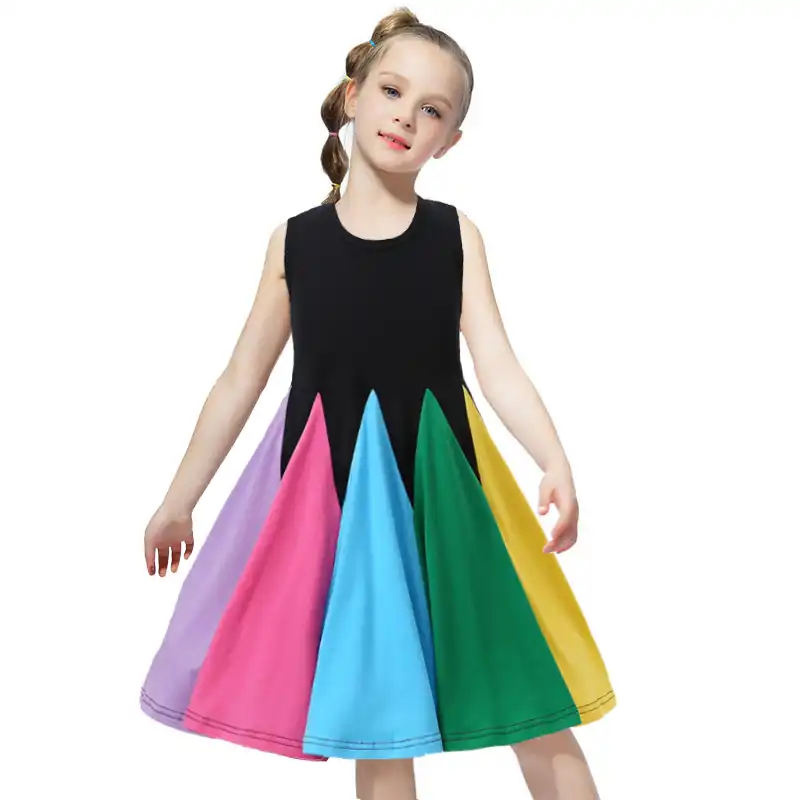 Enfant Filles Robe Arc En Ciel Couture Sans Manches Robes Pageant Fete Douce Princesse Vetements Pour Bebe Fille Coton Enfants Robe De Soleil Aliexpress