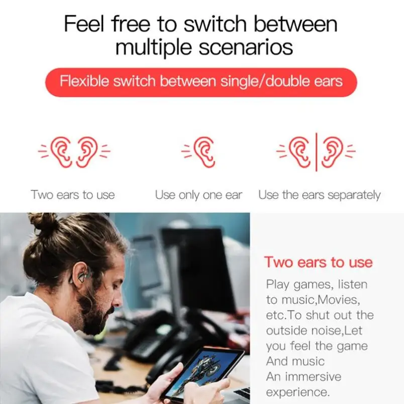 Q9S Earphone Bluetooth Wireless Ear-mounted Headset High-power Button Waterproof Earbuds Sports HIFI Sound 9D Earhook Headphone (6)