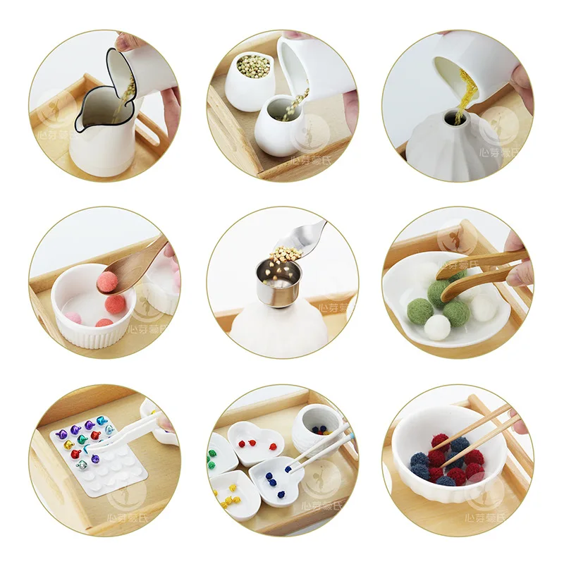 

Early Childhood Educational Monte Montessori Daily Life Set Funnel Scoop Inverted Clip Tweezers Teach Unisex