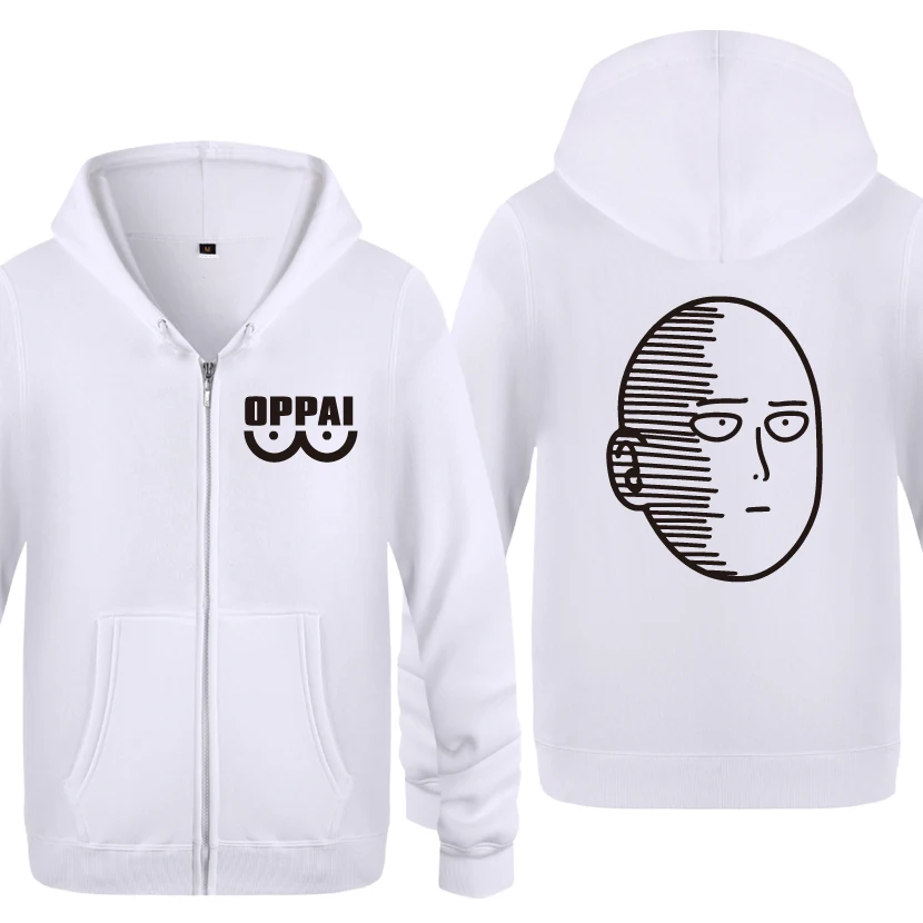 BAY HET One Punch ONE Oppai Мультфильм Аниме толстовки для мужчин мужчин s молния с капюшоном флис толстовки кардиганы - Цвет: BAY HET