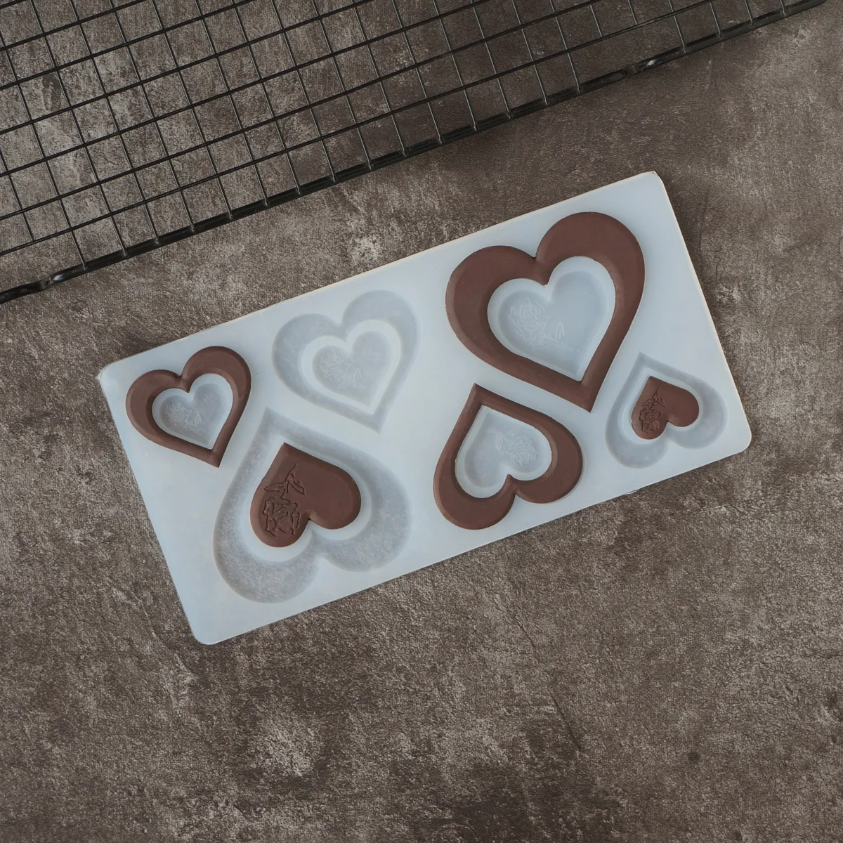 Multiple Heart Shape Chocolate Silicone Mold Cake Top Decorating Hollow Out Heart Shape Transfer Sheet Mould Cake Top