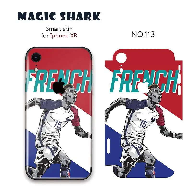 Magic Shark Football Super Star Spain Germany French Film Sticker for iPhone XR Ultra Thin Back Case Cover for iPhone XR - Цвет: 113