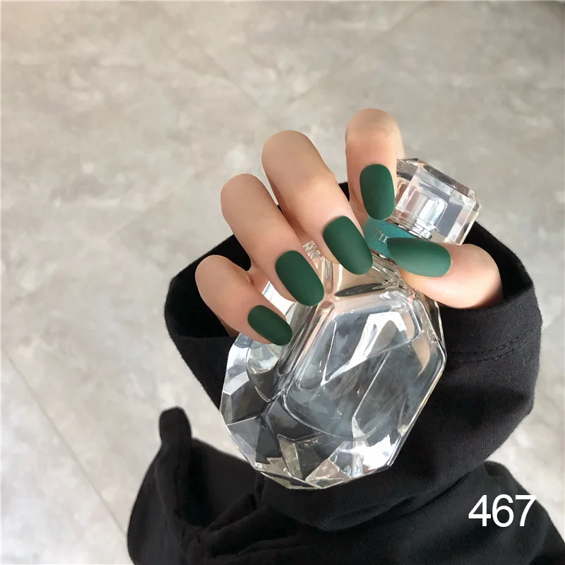 style476 Новые одноцветные матовые надавливающие ногти, Модные Цветные ножные наконечники для ногтей для девочек, сделай сам, искусственные ногти с клеевой наклейкой на ногти - Цвет: style476