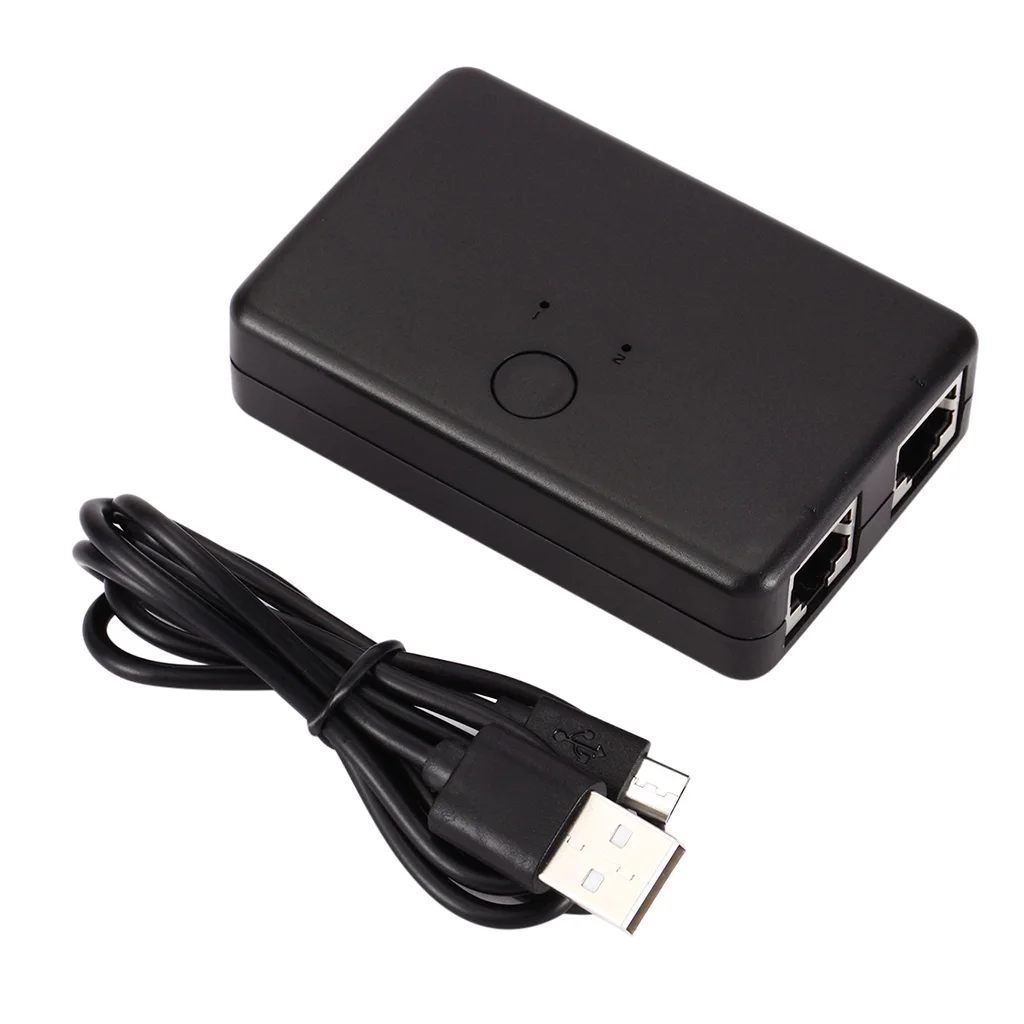 Mini 2 In 1 Out RJ45 Network Switcher Box Ethernet Internet Adapter For Computer Black New