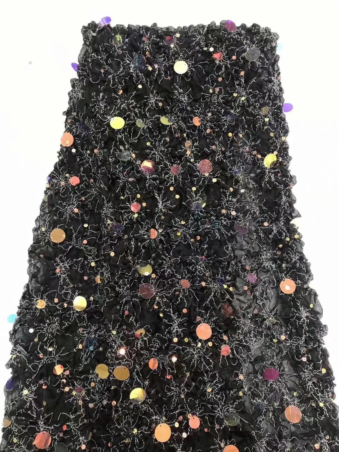 

French lace fabric 5yds/pce big&small sequins embroidery african fabrics women luxury nigerian lagos party asoebi dress 2019 new