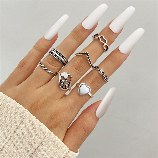 Ring Set 19Pcs for Women Vintage Adjustable For Girls Pearl Punk Snake 2021  New Trendy Fashion Jewellery