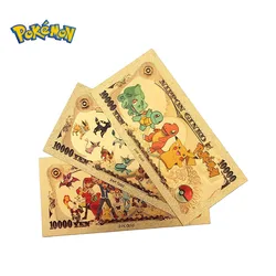 Feuille d'or commémorative Pokémon billet de banque Figure de dessin animé Eevee Charizard Pikachu carte Pokemon classique carte collectionner jouet cadeau 