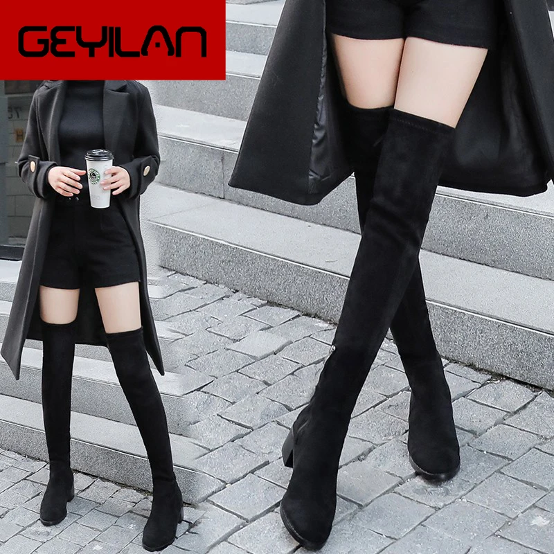 

2019 New Winter Over The Knee Fashion Boots Women Stretch Fabric Thigh High Sexy Woman Shoes Long Bota Feminina Zapatos De Mujer