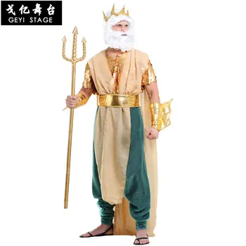 

Men Greek mythology Neptune Poseidon Cosplays Halloween The king of all gods Zeus costumes Carnival Purim Masquerade party dress