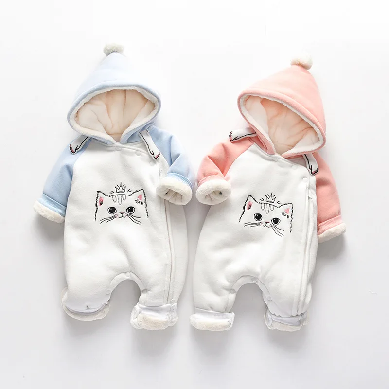 

Autumn Winter Newborn Baby Clothes Cat Baby Rompers Cotton Hoodie Newborn Girl Onesies Fashion Infant Costume Boys Outfits