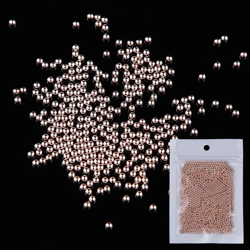 0.8mm-3mm 3d Metal Micro Beads Stainless Steel Nails Art Caviar Beads For Nail Gold Silver Nail Beads Decorations Studs