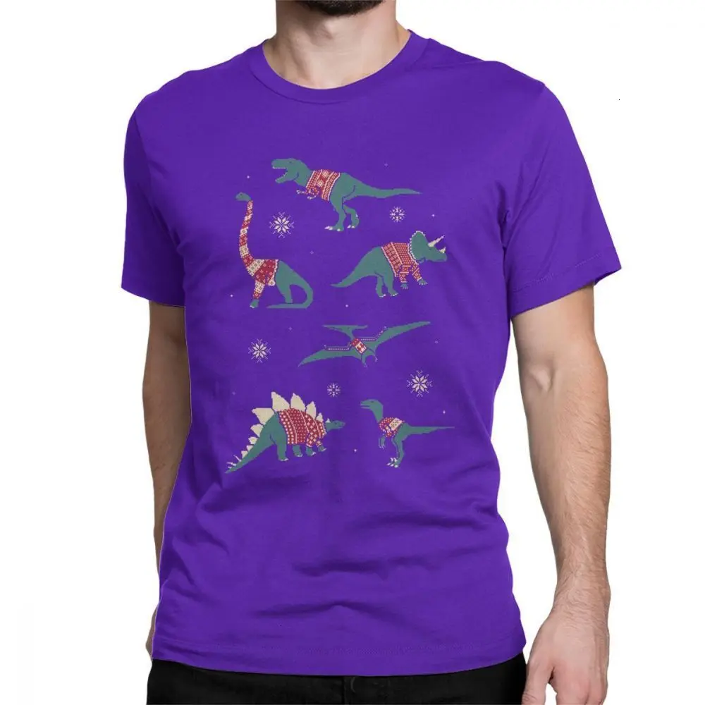Purple Свитера one yona Dinos In, Забавные футболки, мужские топы с короткими рукавами, Летние Стильные футболки, Рождественская футболка, динозавры, праздничные - Цвет: Purple