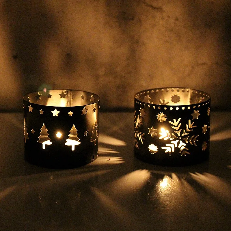 Christmas Iron Hollow Candle Holder Merry Decoration For Home 2020 Ornament Xmas Navidad Gift New Year 2021 | Дом и сад