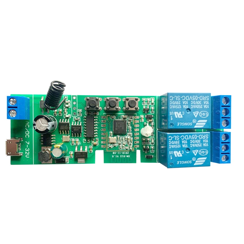 Newgoal Zigbee Tuya Smart 2 Channel Smart Relay Module with 433RF Remote  Control USB 5V 7-32V Jog/Lock Switch Compatible with Alexa Google Home