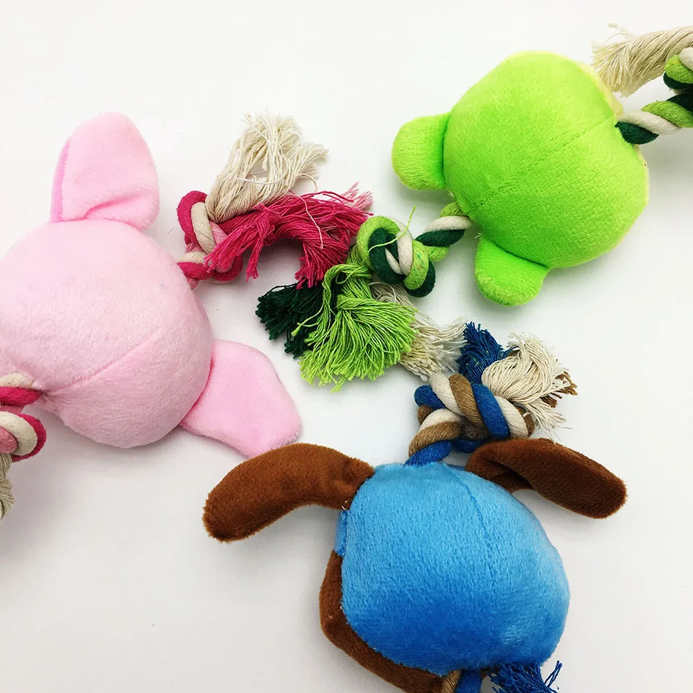 Bonzerpet животные Набивная игрушка собака пищалка плюшевая веревка Звук Жевательная пищащая Игрушка веревка из флиса долговечность Жевательная молярная интерактивная игрушка