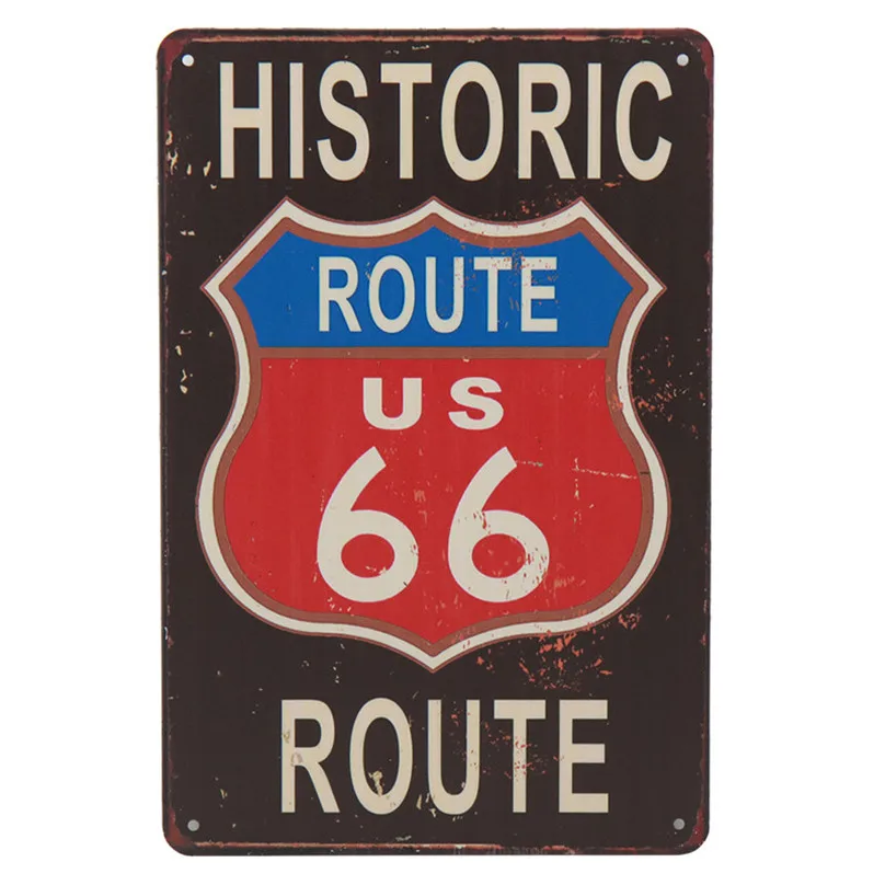 Route 66 бар металлическая пластина плакат Pub Up Art Железный кафе-гараж Настенный декор ретро-наклейки винтажный оловянный знак жестяные знаки живопись H17