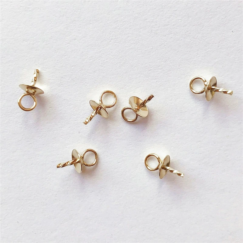 Echte 14K Gold gefüllt Cup Twist Peg Tropfen 3MM/4MM/6MM Gold Bead Cap Gold gefüllt Schmuck Erkenntnisse DIY Zubehör – Detail 27