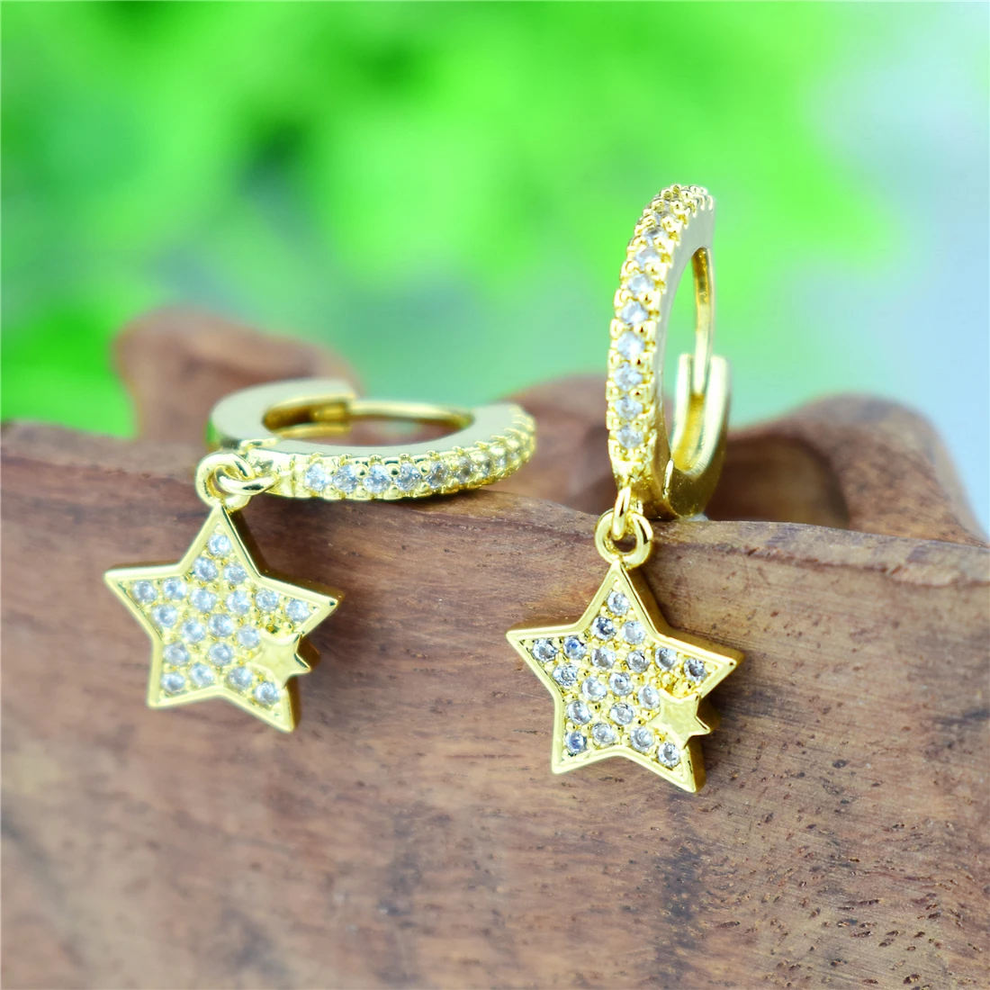 

2020 Fashion Bohemia Copper Zircon Earrings for Women Trendy Star Circle CZ Stud Earrings for Women Party Wedding Jewelry Gift