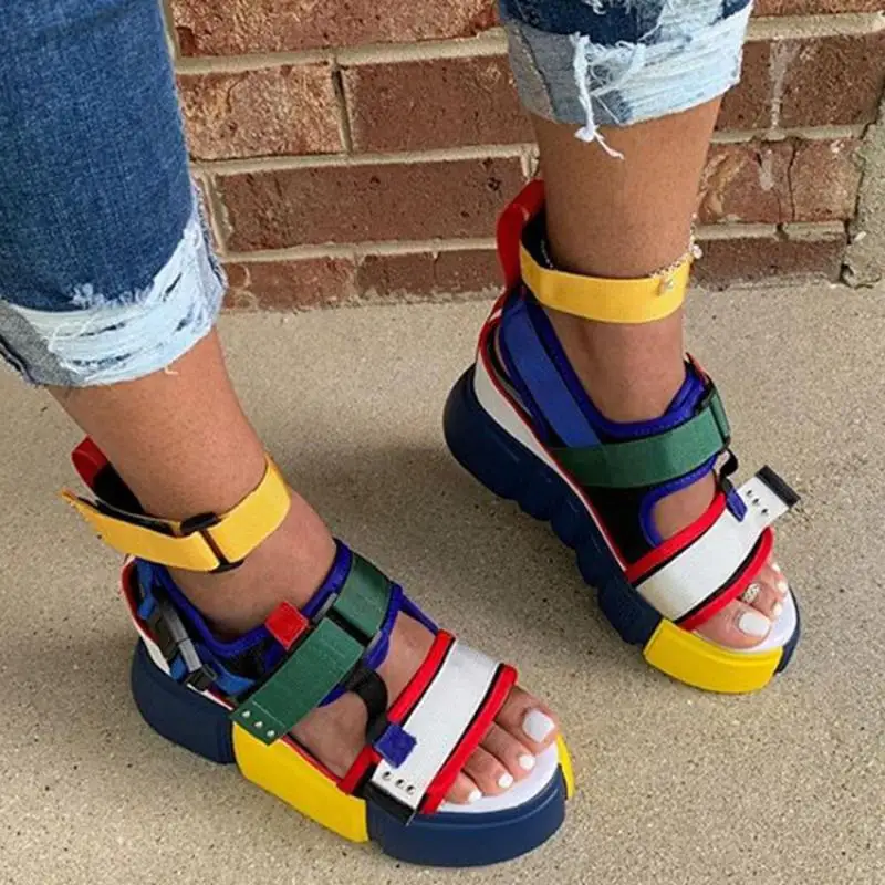 

CINESSD Gladiator Sandals Women 2020 Platform Sandals Female Clear Heels Chaussure Canvas Women Summer Shoes Woman Sandale Femme