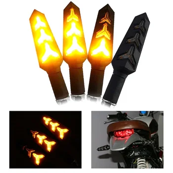 

2/4pcs Motorcycle Turn Signal Light Tail Lights Sequential Flowing Water LED Indicator Lamp Amber Arrow Flash Warning Universal
