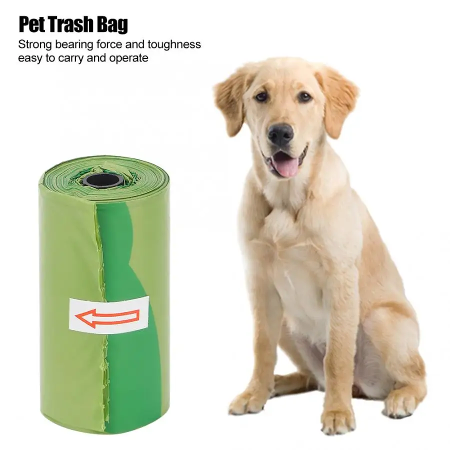 8 рулонов/120 шт зеленый пластиковый мешок для мусора, утолщенные мешки для мусора для домашних собак, прочный мешок для мусора