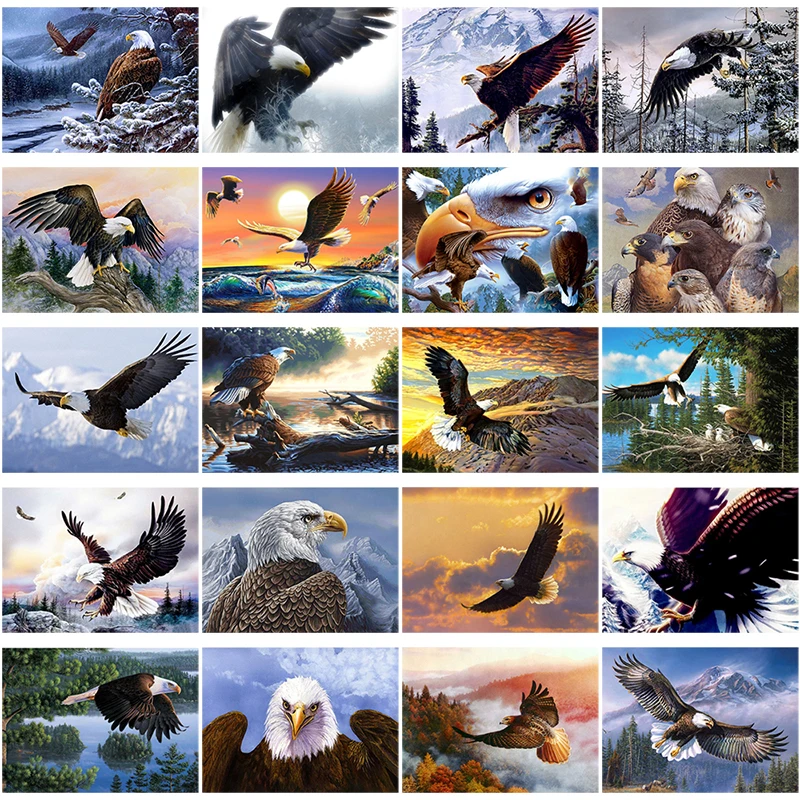 

DIY 5D Diamond Painting Eagle In Sunset Sky Full Round Rhinestone Diamond Embroidery Animal Mosaic Bird Cross Stitch Home Decor