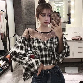 

Spring 2020 mesh Plaid top