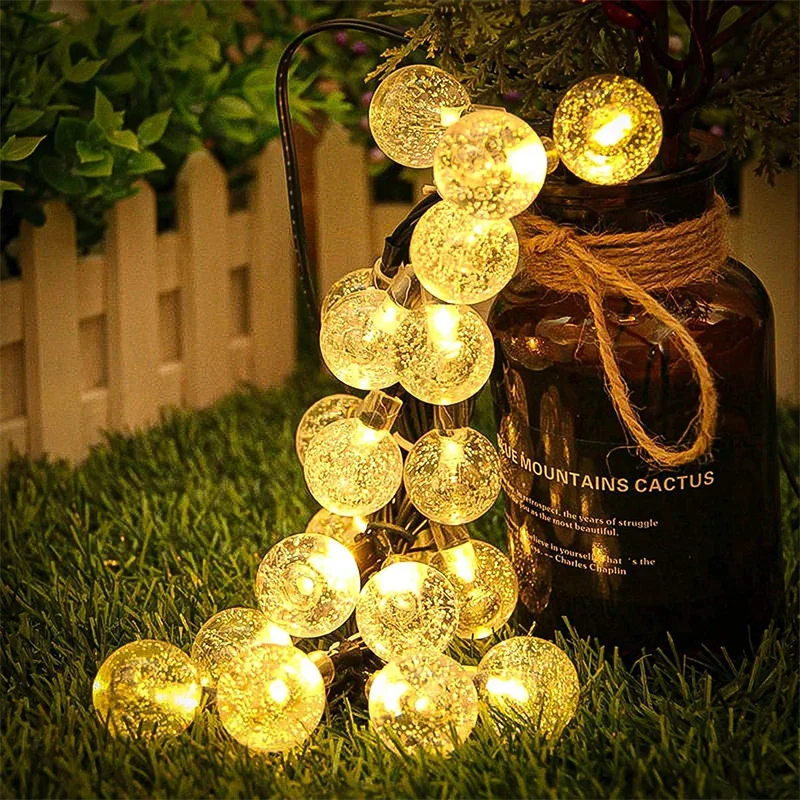 Solar String Lights Outdoor 100 Led Crystal Globe Light with 8 Modes Waterproof Solar Powered Patio Light for Garden Party Decor small solar lights