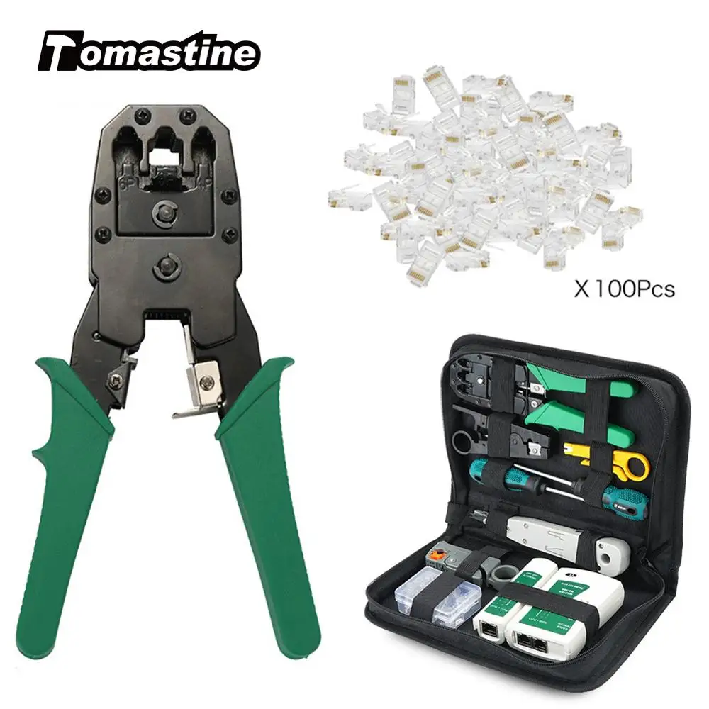 

Network Repair Tool Kit Computer Ethernet LAN Cable Tester Wire Cutter Screwdriver Pliers Crimping Maintenance Tool Set with Bag