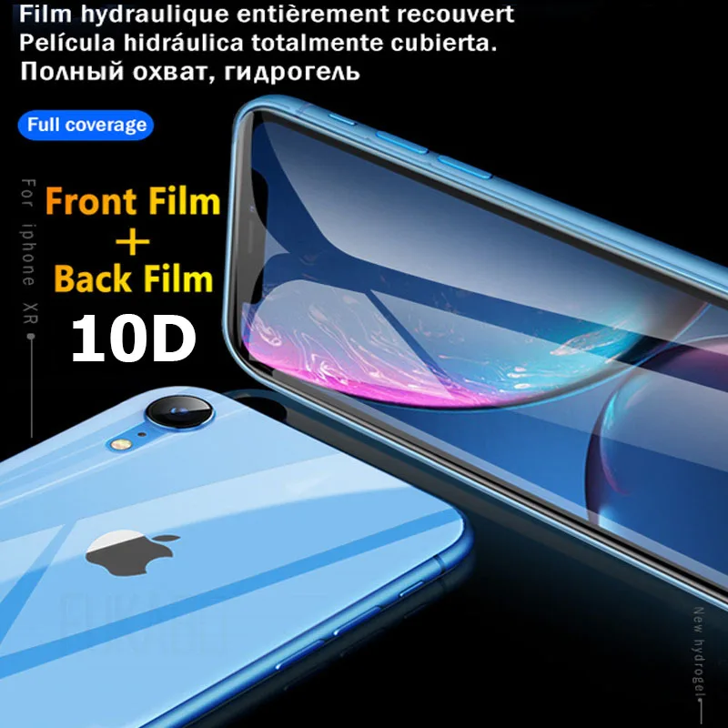 10D полная клейкая Передняя и задняя Гидрогелевая пленка для iPhone XR 7 8 Plus 11 Pro XS Max X защитная пленка для экрана для iPhone 6 6S Plus не стекло