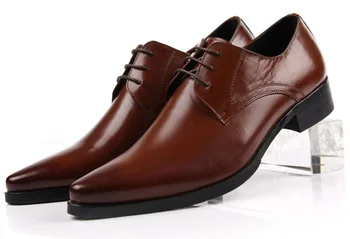 

Leather Shoes Leather Lace-up Pointed Toe Leather Shoes Wear Men Shoes Style Men's Low Top Formal Genuine Leather Cow Leather