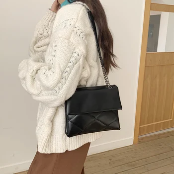 

Soft Leather Chain Crossbody Bags For Women 2020 designer Vintage Flap Shoulder Bag Women Messenger Bag Ladies Purse And Handbag