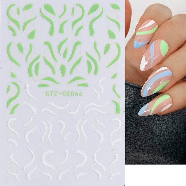 Golden Curve Marble Line Nail Sticker Irregular Swirl Striping Slider Charm Nail Design Gel Polish Decal Manicure LESTZ-CS067
