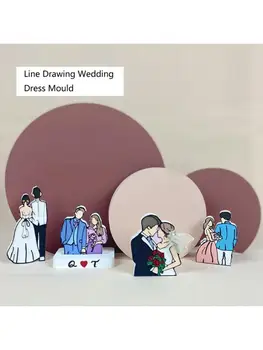 

5Pcs Wedding Photos Gypsum Line Drawing Mold Bride and Groom Resin Casting Mold Home Decor Art Crafts Tools Color Random