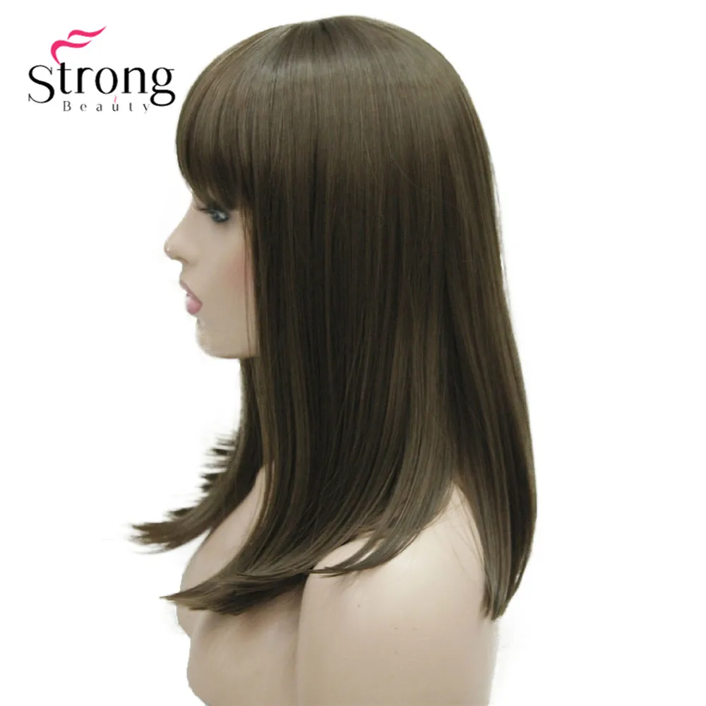 StrongBeauty Женские синтетические парики волосы черный/Блонд длинные прямые аккуратная челка стиль Natura парик волосы