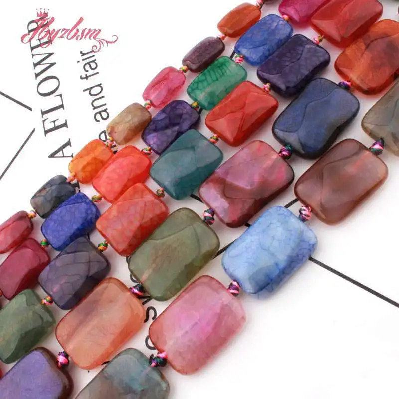 

13x18mm Natural Multicolor Agates Rectangle Faceted DIY Loose Stone Beads Strand 15 Inch For Necklace Bracelets Jewelry Making