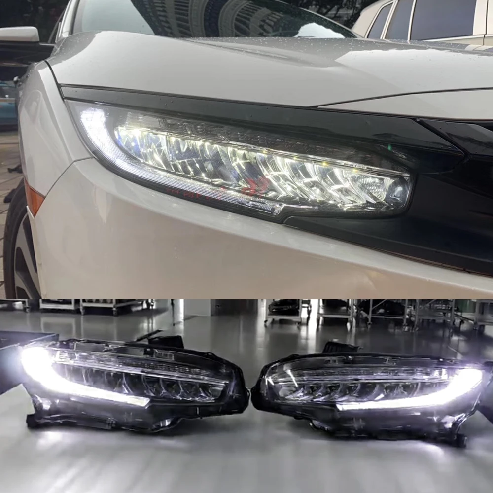 2 шт. автомобилей головной светильник для Honda Civic 10th HID светодиодный головной светильник s с движущимися поворота светильник налобный фонарь светодиодный DRL Передняя лампа