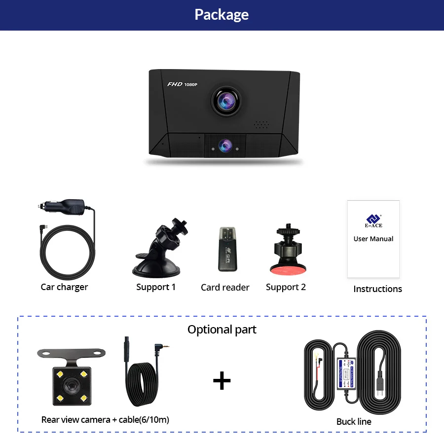 Дропшиппинг E ACE B13 DVR 4 0 дюйма авто рекордер 1080P FHD Dashcam ночного видения